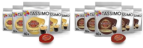 Tassimo Cápsulas de Café Marcilla Largo y Espresso | 80 Cápsulas Compatibles con Cafeteras Tassimo - 5PAK - Amazon Exclusivo