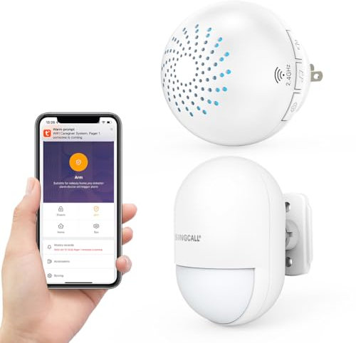 SINGCALL Motion Sensor Shed Alarm System Door Sensor Alert System Intruder Detector Alarm Kit for Shed/Garage/Garden/Shop 1 Plug-in Receiver(2.4Ghz Only) 1 Detector