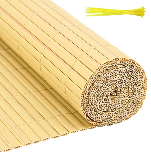 Gimisgu PVC Sichtschutzmatte 160x500cm Sichtschutzzaun Verdreifachen Verstärkung Standard Sichtschutz mit Kabelbindern Balkonsichtschutz Windschutz Wetterfest für Garten Balkon, Bambus
