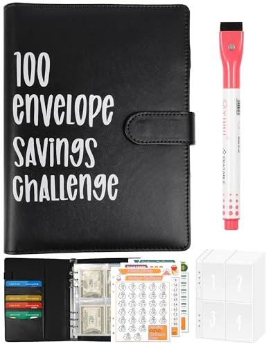 100 Days Savings Challenge Binder 100 Envelope Savings Book Dollar Envelope Challenge Binder, Budget Binder with Cash Envelopes to Save $5,050, 10,400, 500, Money Savings Challenge Book for Organizer