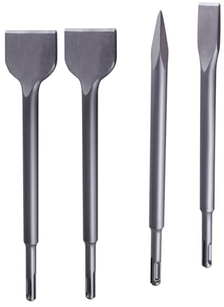 CNCYEAH 4tlg SDS PLUS Meißel Set, Enthält 50 * 250mm Breite Flachmeißel, 20 * 250mm Flachmeißel, Spitzmeißel, Betonmeißel Set für Fliesenmauerwerk, Mauerwerk, Granit, Beton