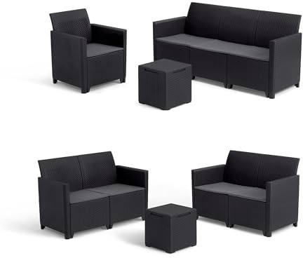 Koll Living Lounge-Set, 4-Sitzer Set - Gartensitzgruppe mit Zwei unterschiedlichen Aufbaumöglichkeiten - höchster Sitzkomfort durch ergonomische Rückenlehnen