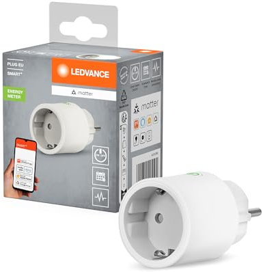 LEDVANCE SMART+ Indoor Plug, Presa intelligente con Matter over WiFi, per l'integrazione di dispositivi tradizionali nella smart home, compatibile con Alexa, Google e Apple, bianco, confezione da 1