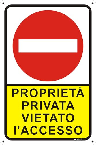 2 pezzi Cartelli di PROPRIETA PRIVATA VIETATO L'ACCESSO sicurezza e promemoria(Rosso+giallo, 20x30)