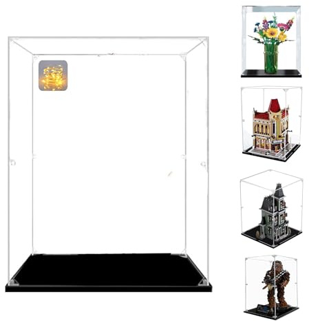 Vitrina Expositora para Lego,Acrílico Transparente Grande Caja de Exhibición para Colecciones Coches Modelo Figuras (Base Negra, 30x30x50cm)
