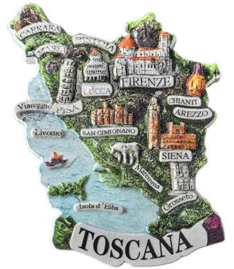 Toscana Italy 3D-Kühlschrankmagnet, Souvenir, Geschenk, Kunstharz, handgefertigt, Toskana, Kühlschrankmagnet, Heim- und Küchendekoration, Kollektion