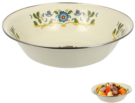 NAMOARLY Vintage Emaille Waschbecken Retro Suppenschüssel für Zuhause Vielseitig Einsetzbar als Aufbewahrung Leicht zu Reinigen und Praktisch für Küche und Restaurant