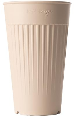 reMAIN MAINcup - 4 St. nachhaltige Mehrweg-Trinkbecher 400 ml aus recyceltem Kunststoff – Bruchfest, Spülmaschinenfest & Stapelbar – Perfekt für Cocktails, Kinder, Gastro & Outdoor (Elfenbeinweiß)
