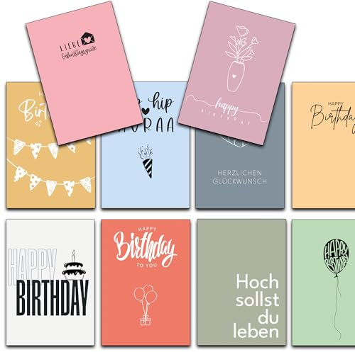 the lazy panda card company Set 30 Geburtstagskarten Glückwunschkarten zum Geburtstag mit Umschlag. Grusskarte Geburtstagskarte Happy Birthday Mann Frau Karten Karte