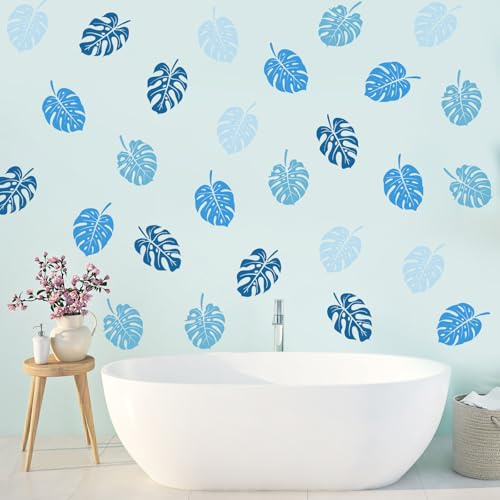 SHUCHING Pegatinas de Pared Hoja Azul, Vinilos Decorativos DIY, Adhesivos Pared Salon Dormitorio Oficina