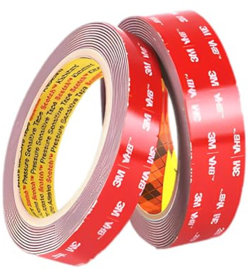 2pcs Ruban Adhésif Double Face, double face extra fort, scotch double face, Imperméable, pour Décoration, Voiture, Fixation DIY, Bande LED (3m*20mm/3m*10mm)