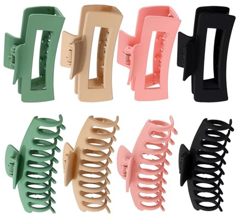 Pinzas para el cabello de sujeción fuerte con 9 garras, material PS esmerilado y resortes de metal, ideales para lavado facial, ejercicio y peinados de mo, color negro
