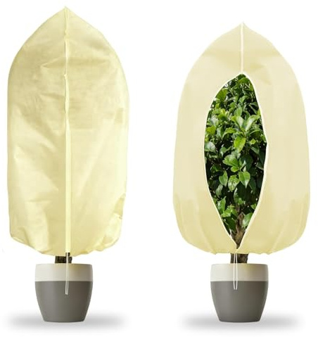 VoltCozy Voile d’Hivernage Plantes 80×100 cm Housse d'Hivernage Extérieure avec Cordon Housse Antigel Réutilisable Respirante et Résistante, Protection Hivernale