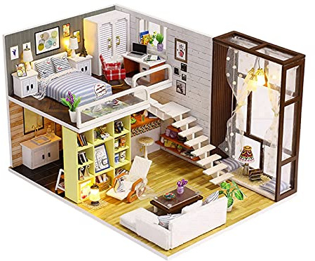 Taidda Miniature Dollhouse Kit Romantic Style Doll House Assembly Model Toy Family Communication and Leisure Time, Eco-Friendly Materials
