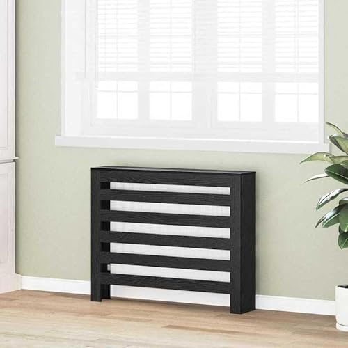 Heizkörperabdeckung Schwarz Eichen-Optik 104 x 20 x 82 cm - Holzwerkstoff, dekorativ & platzsparend für Wohnzimmer, Schlafzimmer - stilvolle Verkleidung für Heizkörper