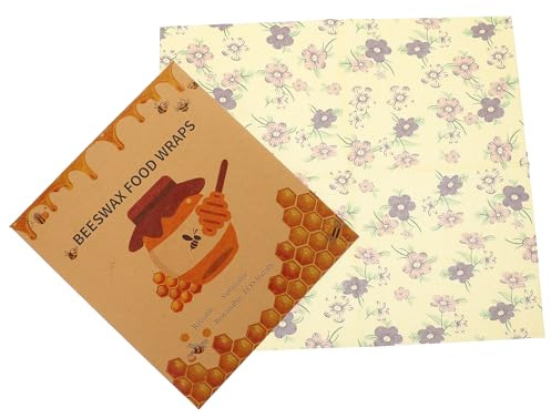 CHILDWEET 3 Stück Pack Bienenwachstücher für Lebensmittel Wiederverwendbare Frischhaltefolie aus Natürlichem Bienenwachs Nachhaltige Praktische Küchenverpackung für Brot Käse und Obst