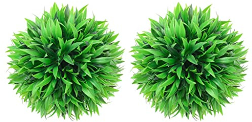 Ziaphsol Juego de 2 bolas de boj artificiales, 30 cm de diámetro, plantas artificiales de polietileno, decoración para interior y exterior, aspecto verde natural para balcón o terraza