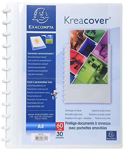 Exacompta 86371E Mapp (30 fodral (60 visningar) anpassningsbara, omplacerbara broschyrfodral, DIN A4) 1 st vit