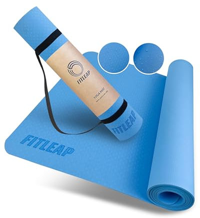 Fitleap Yoga Matte Pro aus umweltfreundlichem TPE-Schaum, sehr rutschfeste, schadstofffreie, hypoallergene und hautfreundliche Pilates Matte, Fitness Matte & Gymnastikmatte