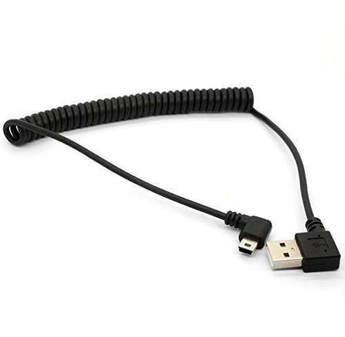 Mini câble USB spiralé à ressort à 90 degrés USB 2.0 vers mini câble USB, chargement à angle droit et adaptateur mini USB Sygn