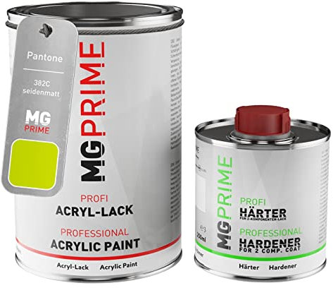 MG PRIME Pantone 382C Green seidenmatt Acryl-Lack 1,5 Liter / 1500 ml Dose inkl. Härter