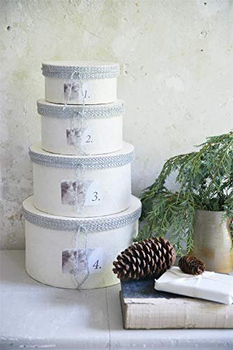Jeanne d´Arc living JDL Hutschachtel mit Weihnachtsmotiv Hutschachtelset Advent Weihnachten Ø 34cm Adventsschachteln im 4er Set Große Hutbox Set of Christmas Box