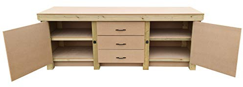 Arbor Garden Solutions Wooden workbench with drawers and double lockable cupboard (double shelf) MDF 18mm Surface (V.8) (8ft)