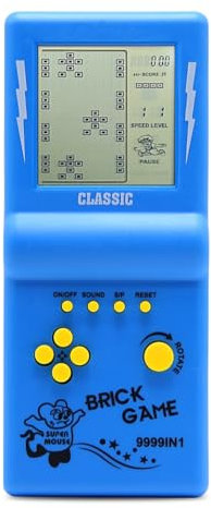 Console di gioco in mattoni a grande schermo da 3,5 pollici gioco di blocchi di costruzione gioco di corse / carri armati 23 giochi classici puzzle nostalgici integrati (Blu)