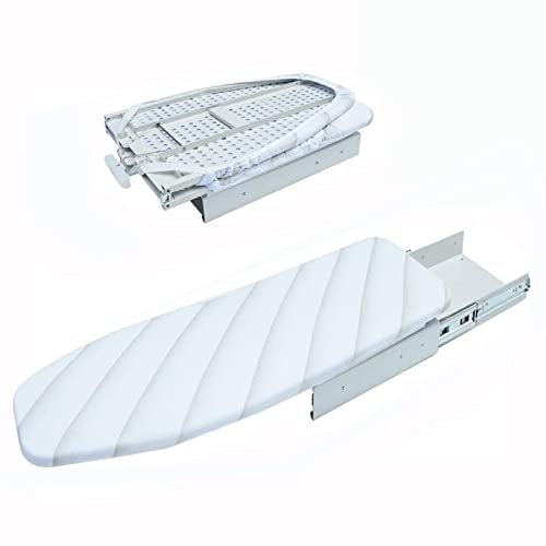 tonchean Pull Out Ironing Board 180 ° Rotatable Ironing Board Extendable Fold out Drawer Ironing Board with Heat Resistant Cover for Cabinet Cupboard Living Room Laundry Room 95.6 x 30 cm