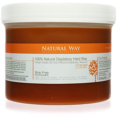 Natural Way Hard Wax: Face & Body Waxing - Orange Formula, Microwaveable - 24oz by Natural Way Products Incorporated