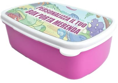 GIFART Box Porta merenda/Pranzo Personalizzabile con Foto - Personaggio - Nome (ROSA)