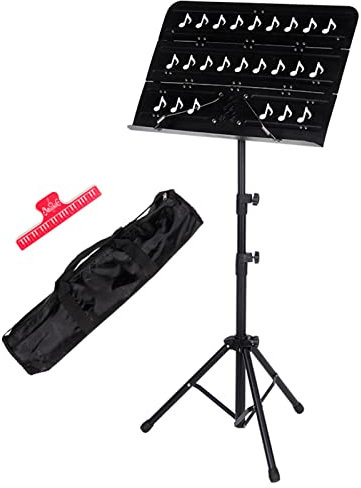 Notenständer LIU- Klappbarer Tragbare Metallnotenständer Leicht Mit Tragetasche Geeignet Für Sinfonieorchester Studio School Home (Color : Black)