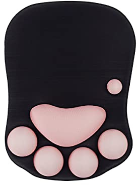 XHLWZR Katzenpfote Mauspad Ergonomisch Mit Handgelenkstütze, Gel-Unterlage Mit Rutschfester Silikonbasis, Gaming-Zubehör Für Computer, Schwarz