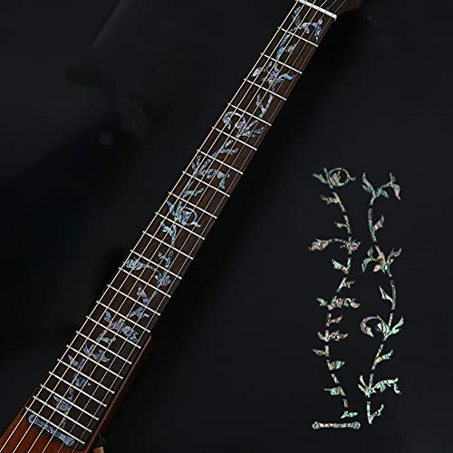 Alnicov Gitarrengriffbrettmarker Inlay-Aufkleber,DIY Gitarrenhals-Griffbrettaufkleber für Bass-Akustikgitarre E-Gitarre,Baum des Lebens,Abalone Blue