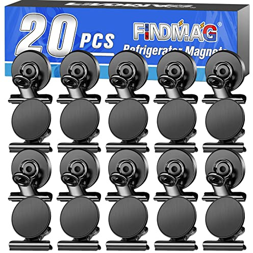 20 Pack Magnetic Clips, Fridge Magnets, Scratch-Free Magnets Clips | Whiteboard Magnets, Wall Magnetic Clips, Clip for fridge, Strong Magnet Clips for Whiteboard (Black)