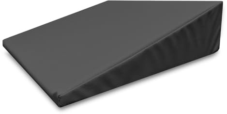 QUIRUMED Cuscino a cuneo, Misure 40 x 50 x 13 cm, Colore nero, Ergonomico, Similpelle, Imbottitura flessibile, Cuscino per massaggi, Fisioterapia, Supporto per la schiena