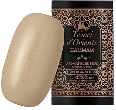 Tesori d'Oriente Feste Seife 'Hammam', 125 g, aromatische Handseife mit Argan-Öl und Orangenblüte, Körperseife zur sanften Reinigung der Haut, Ritual für Körper & Sinne