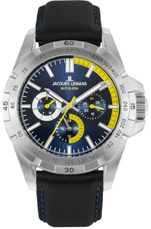 JACQUES LEMANS Herren-Uhren Analog Quarz One Size, Blau 32023323
