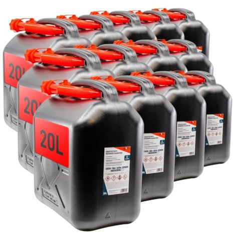 KOVA® 24x Benzinkanister 20L SCHWARZ Kunststoff Dieselkanister Reservekanister Kraftstoffkanister 20 Liter Wasserkanister für Benzin Diesel Wasser AdBlue 20-Liter-Kanister Außgießer 20 ltr Petrol Can