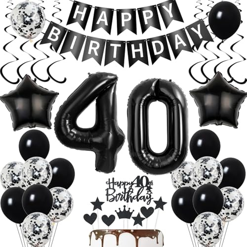 deko 40. geburtstag Frauen Mann deko Schwarz ballon 40. geburtstag deko Frau Mann luftballon 40. Tortendeko Schwarz geburtstagsdeko 40 Jahre Tortendeko 40 Männer