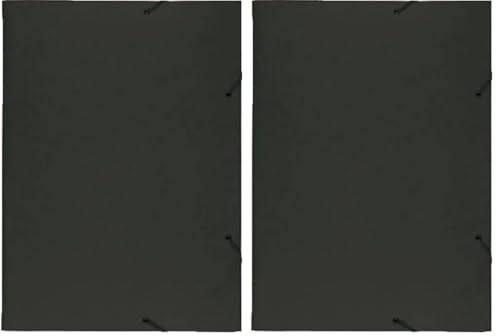 Exacompta 59502E Einschlagmappen DIN A3. Aus Colorspan-Karton mit 3 Klappen und 2 Gummizügen, 24 x 32 cm, DIN A4, schwarz Sammelmappe Dokumentenmappe für Büro und Schule (Packung mit 2)