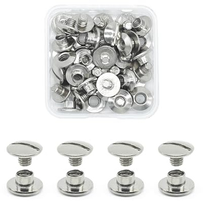 JINTANG 20 PCS vis chicago,M5x3,5mm rivet a visser,rivet cuir,Utilisé pour le bricolage en cuir Sac à vêtements, chaussures, livres et décoration (argenté)
