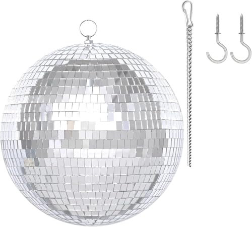 20CM Mirror Ball Party Disco Ball with Extention Chain and Hanging Hook