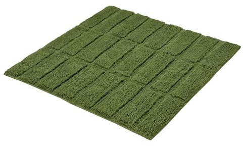 Kleine Wolke Badteppich Tiles Forest 60 x 60 cm | OEKO-TEX zertifiziert, rutschhemmende Unterseite, für Fußbodenheizung, maschinenwaschbar, 100% Baumwolle
