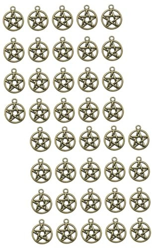 Operitacx 40stücke Runde Legierung Hohl Ausgestanzte Sternanhänger Charms Diy Schmuckzubehör Für Halsketten Und Armbänder Bronze