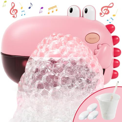 Lehoo Castle Jouet de bain pour bébé à partir de 1 an - Dinosaure Bubble - Jouet de bain avec musique - Machine à bulles de savon - Pour garçons et filles (rose)