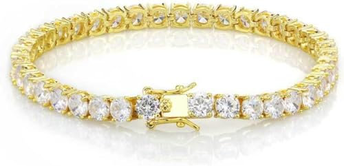 TUSRORSU 0,1–0,5 Karat Moissanit-Tennisarmbänder für Damen, D-Farbe, VVS1-Klarheit, simuliertes Diamant-Tennisarmband, S925er-Sterlingsilber, Weiß/Gold, Moissanit-Armband, Herren, mit Zertifikat, 4MM,