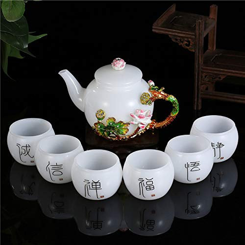 Handgefertigtes Emaille-Schmetterlings-Rosen-Keramik-Teeservice mit Blumen-Teetassen, einzigartiges Porzellan-Kaffeeset für blühenden Tee und losen Tee, Porzellan-Teeset in Geschenkbox