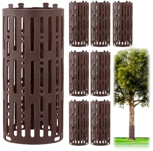 QWORK® 8 Pièces Protections Tronc Arbre, Protection de Tronc Arbre Plastique avec Crochets de Verrouillage, Protection Arbre Résistante aux Intempéries