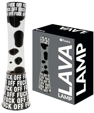 Fisura - Lampada lava f*ck off. Base nera con messaggio, liquido trasparente e lava nera. Lampada con effetto rilassante. Con lampadina di ricambio. 11 cm x 11 cm x 39,5 cm.